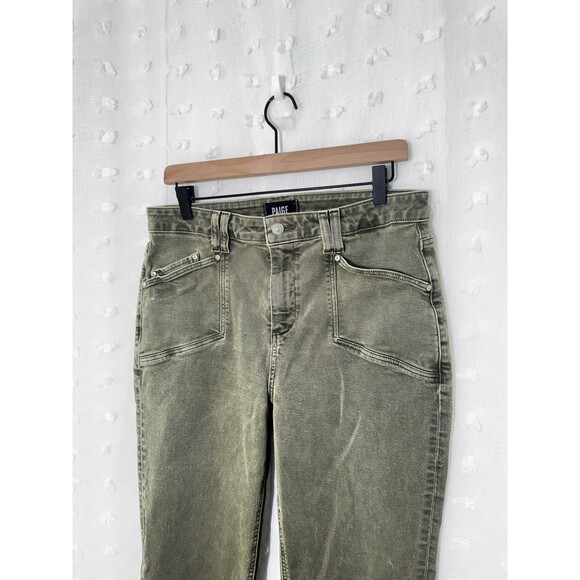 Paige Women's Size 32 Green Cindy High Rise Straight Leg Denim Jeans - Picture 3 of 6